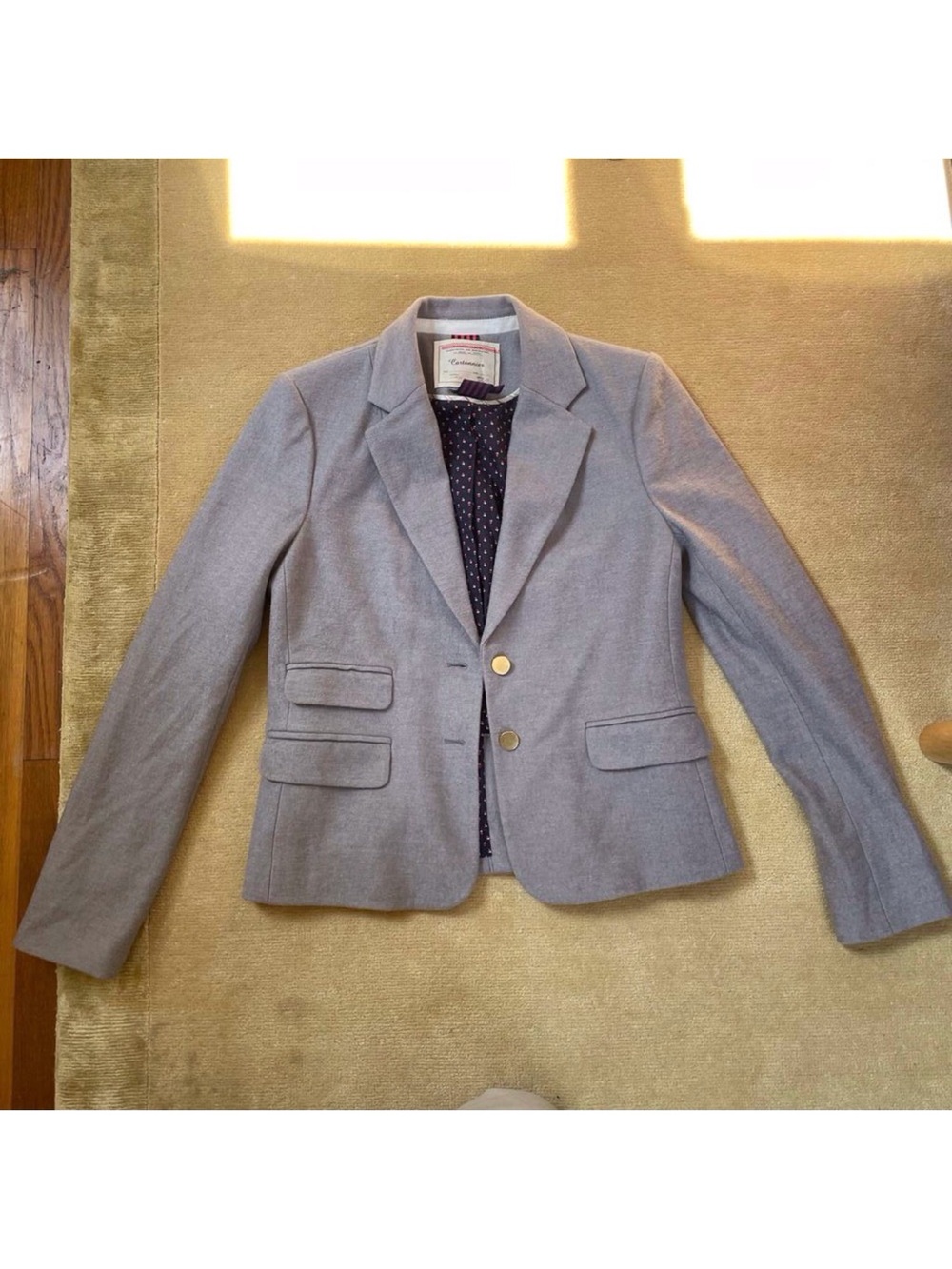 Anthropologie Cartonnier Gray Wool Blend Blazer Minimalist Elevated Basic